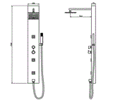 THERMO SHOWER PANEL W/BUTTON SPT - JAQUAR FAUCETS - ( S.STEEL BLACK - JAQUAR BLACK - 0x0 mm - 0inchX0inch )
