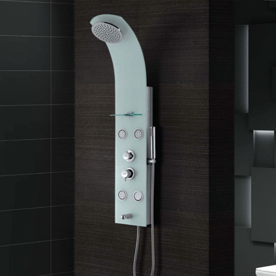 SHOWER PANEL - JAQUAR FAUCETS -  ( WHITE - GLASSY WHITE - 1400x250 mm - 56inchX10inch )