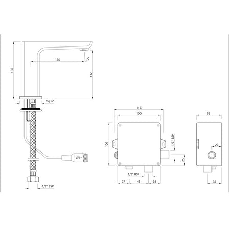 SENSOR FAUCET FOR WASH BASIN - JAQUAR FAUCETS -  ( BLACK MATT - KUBIX PRIME SENSOR - 0x15 mm - 0inchX0.6inch )