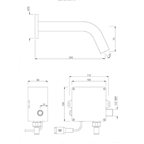 W/M FAUCET FOR BASIN(BATT.OP)PRE MIX KIT - JAQUAR FAUCETS -  ( ANTIQUE COPPER - SENSOR - 0x15 mm - 0inchX0.5inch )