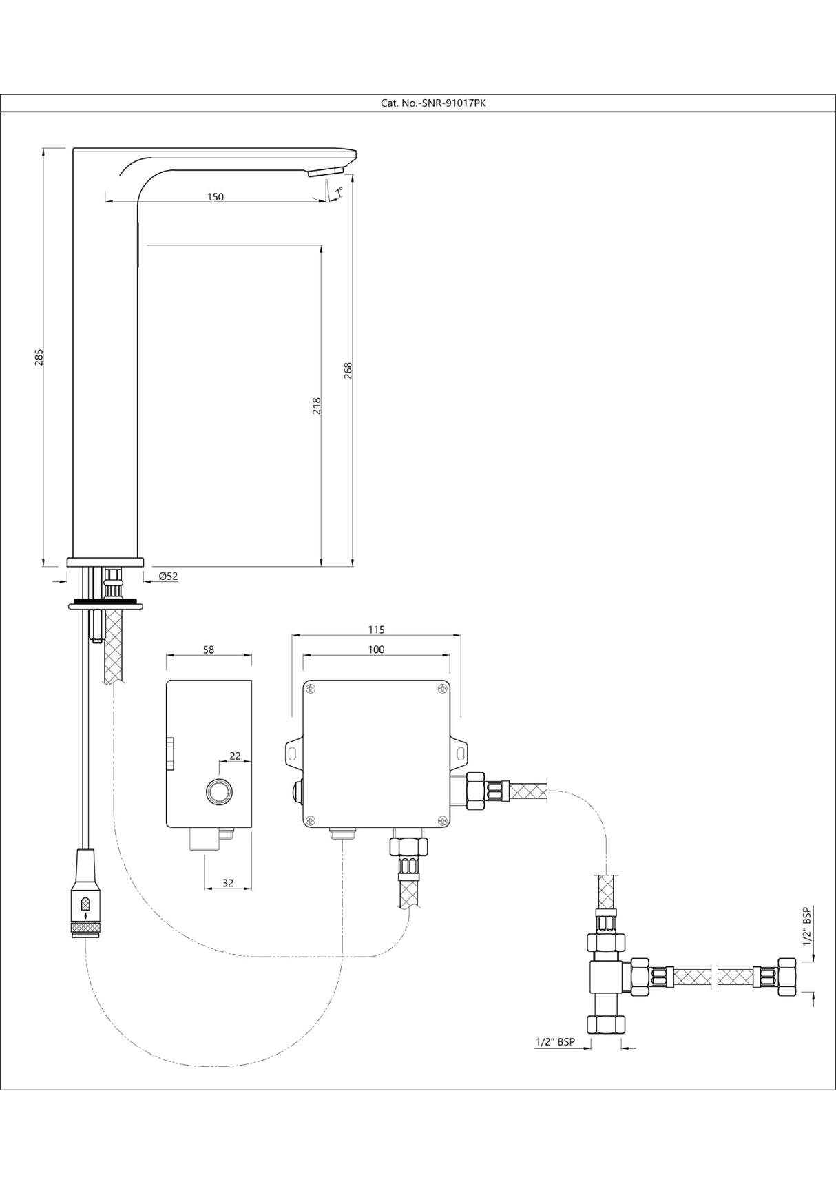 LAGUNA TALL BOY SENSOR FAUCET FOR WASH BASIN WITH PRE-MIXED WATER SUPPLY KIT (BATTERY OPERATED) -  JAQUAR FAUCETS - (BLUSH GOLD PVD - SENSOR FAUCETS - 0x15 mm - 0inchX0.5inch)