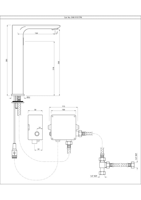 LAGUNA TALL BOY SENSOR FAUCET FOR WASH BASIN WITH PRE-MIXED WATER SUPPLY KIT (BATTERY OPERATED) -  JAQUAR FAUCETS - (BLUSH GOLD PVD - SENSOR FAUCETS - 0x15 mm - 0inchX0.5inch)