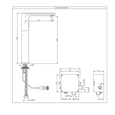 OPAL PRIME TALL BOY SENSOR FAUCET FOR WASH BASIN - JAQUAR FAUCETS -  ( GRAPHITE - SENSOR - 0x15 mm - 0inchX0.5inch )