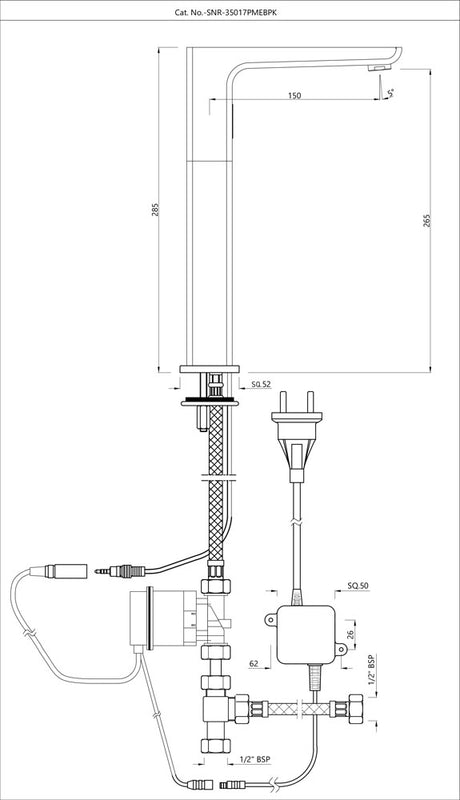 KUBIX PRIME TALL BOY SENSOR FAUCET FOR WASH BASIN - JAQUAR FAUCETS -  ( CHROME - KUBIX PRIME SENSOR - 0x15 mm - 0inchX0.5inch )