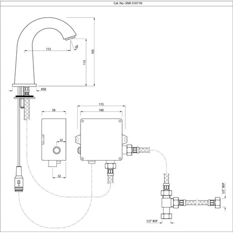 FAUCET FOR WASH BASIN (BATTERY OP) - JAQUAR FAUCETS -  ( CHROME - SENSOR - 0x15 mm - 0inchX0.5inch )