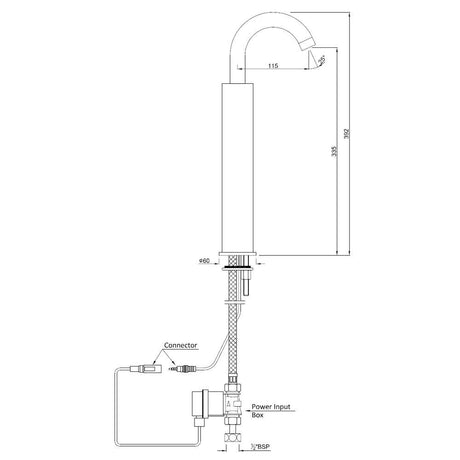 FAUCET FOR WASH BASIN 175M(BATTERY OP) - JAQUAR FAUCETS -  ( CHROME - SENSOR - 0x15 mm - 0inchX0.5inch )