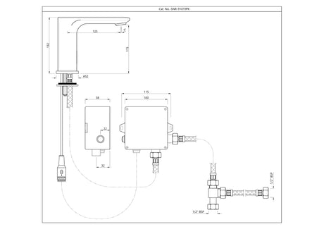 LAGUNA SENSOR FAUCET FOR WASH BASIN - JAQUAR FAUCETS -  ( BLACK MATT -  - 0x15 mm - 0inchX0.5inch )