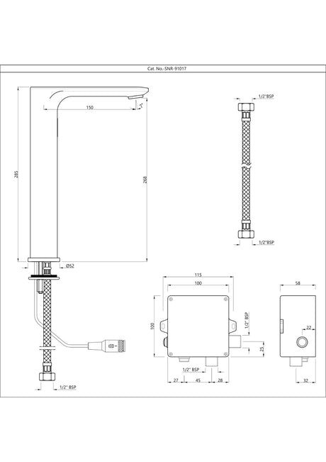 LAGUNA TALL BOY SENSOR FAUCET FOR WASH BASIN (BATTERY OPERATED) - JAQUAR FAUCETS -  ( GOLD BRIGHT PVD - SENSOR FAUCETS - 0x15 mm - 0inchX0.5inch )