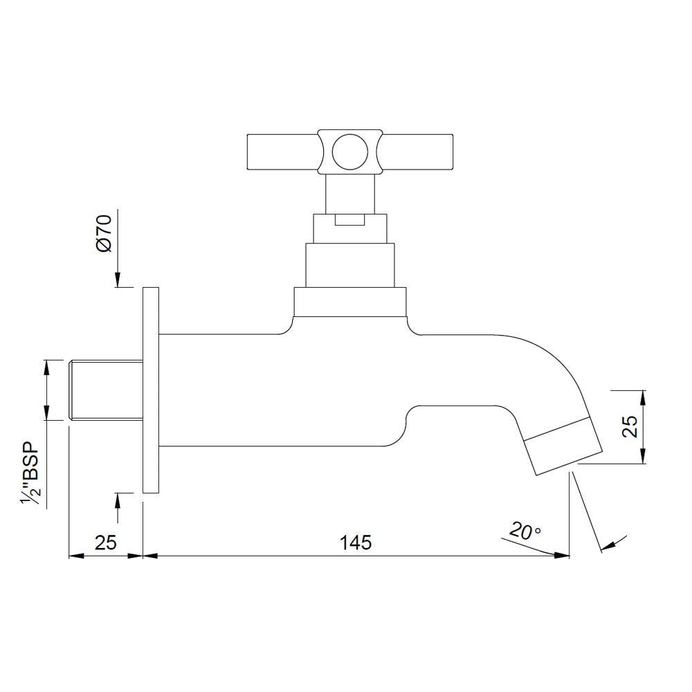 BIB COCK STRAIGHT LINE W/FLANGE - JAQUAR FAUCETS -  ( CHROME - SOLO - 0x15 mm - 0inchX0.5inch )