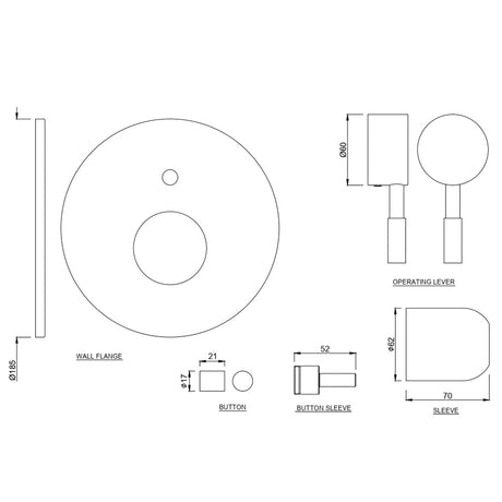 S.L.EXPOSED PARTS DIV KIT HIGH FLOW - JAQUAR FAUCETS -  ( CHROME - SOLO - 0x15 mm - 0inchX0.5inch )