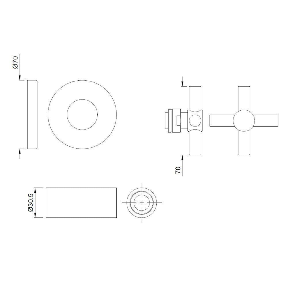 EXPOSED PART KIT OF CONCEALED STOP COCK COLD ONLY & FLUSH COCK W/FLANGE - JAQUAR FAUCETS - (CHROME - SOLO - 0x0 mm - 0inchX0inch)