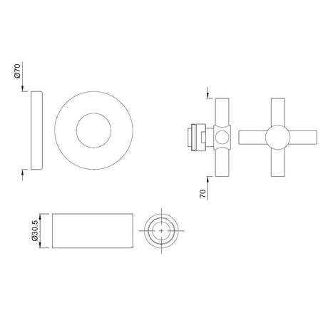 EXPOSED PART KIT OF CONCEALED STOP COCK COLD ONLY & FLUSH COCK W/FLANGE - JAQUAR FAUCETS - (CHROME - SOLO - 0x0 mm - 0inchX0inch)