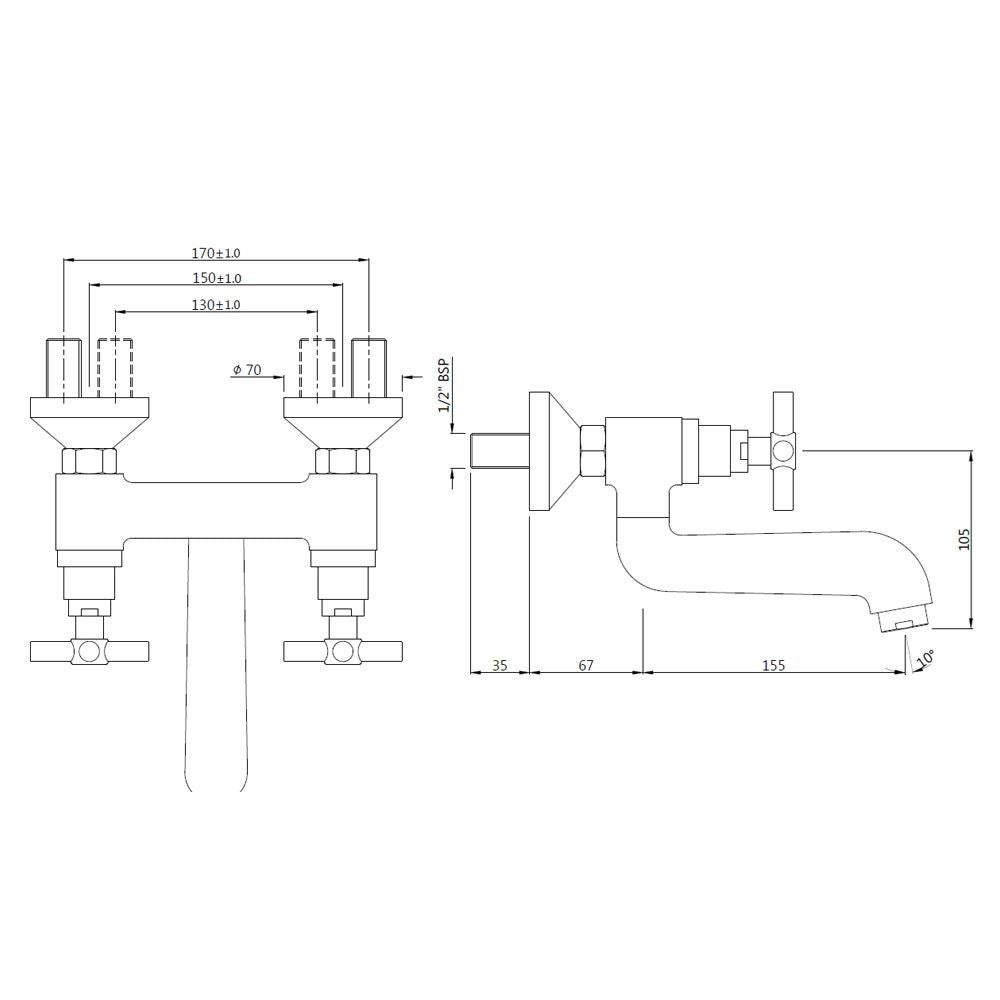 WALL MIXER NON TELEPHONIC - JAQUAR FAUCETS -  ( CHROME - SOLO - 0x15 mm - 0inchX0.5inch )