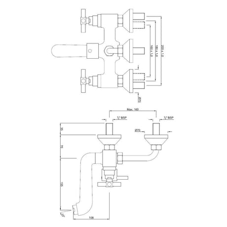 WALL MIXER WITH BEND - JAQUAR FAUCETS -  ( CHROME - SOLO - 0x15 mm - 0inchX0.5inch )