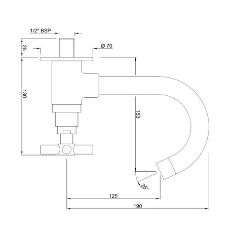 SINK COCK WITH FLANGE - JAQUAR FAUCETS -  ( CHROME - SOLO - 0x15 mm - 0inchX0.5inch )