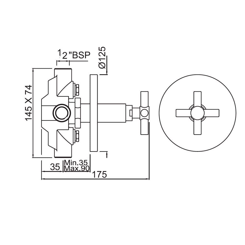 4 - WAY DIVERTOR WITH NRV - JAQUAR FAUCETS -  ( CHROME - SOLO - 0x15 mm - 0inchX0.5inch )