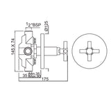 4 - WAY DIVERTOR WITH NRV - JAQUAR FAUCETS -  ( CHROME - SOLO - 0x15 mm - 0inchX0.5inch )
