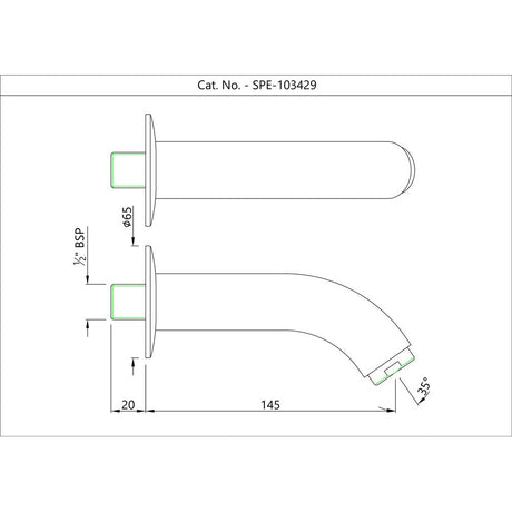 BATH TUB SPOUT WITH FLANGE - ESSCO FAUCET -  ( CHROME - SPOUT - 0x15 mm - 0inchX0.5inch )