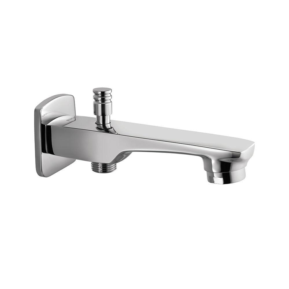 BATH TUB SPOUT W/BUTTON & FLANGE - ESSCO FAUCET -  ( CHROME - STELLA - 0x15 mm - 0inchX0.5inch )