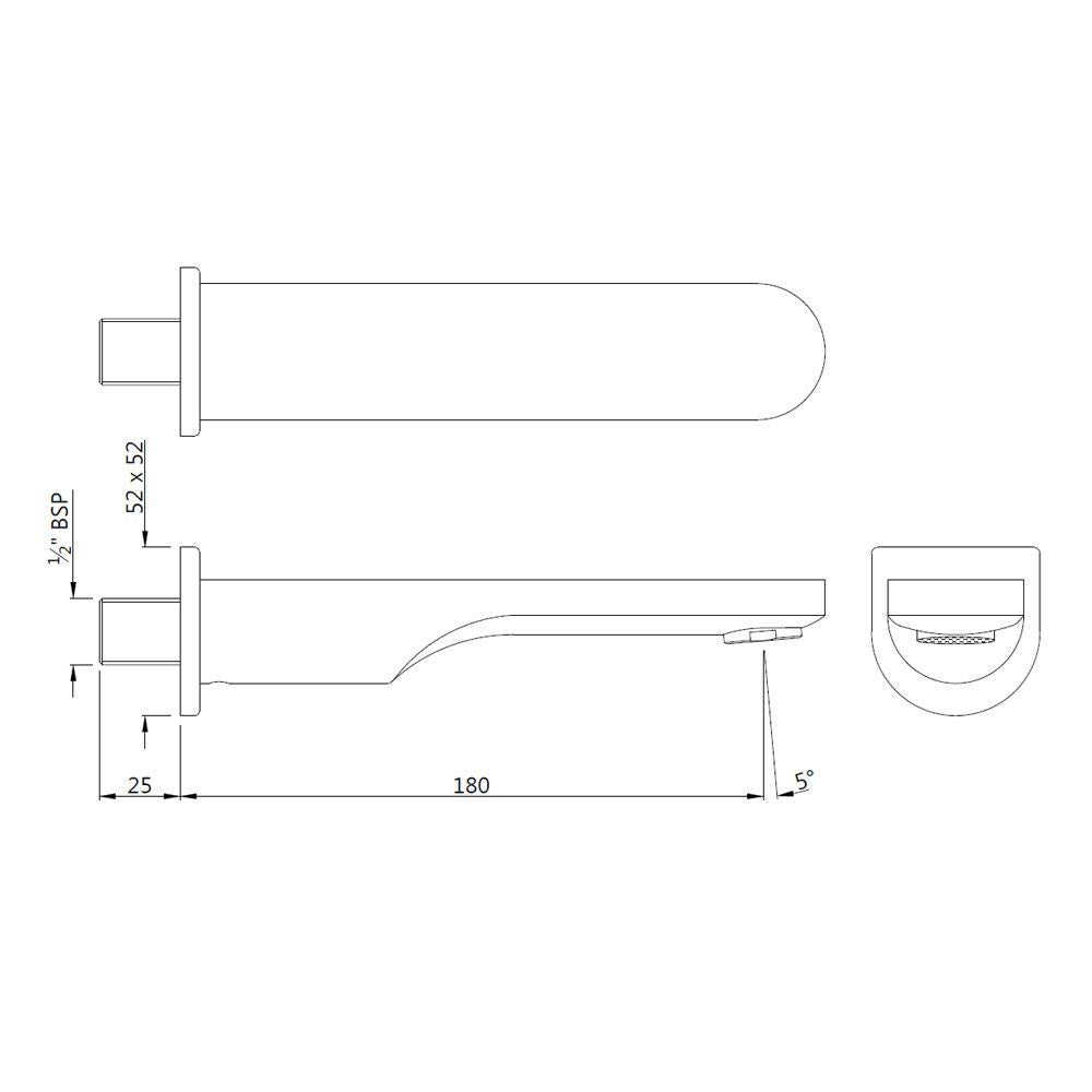 BATH TUB SPOUT - JAQUAR FAUCETS -  ( STAINLESS STEEL - SPOUT - 0x15 mm - 0inchX0.5inch )
