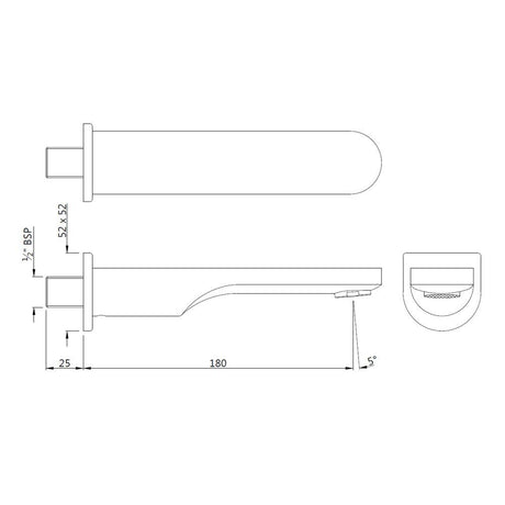 BATH TUB SPOUT - JAQUAR FAUCETS -  ( STAINLESS STEEL - SPOUT - 0x15 mm - 0inchX0.5inch )