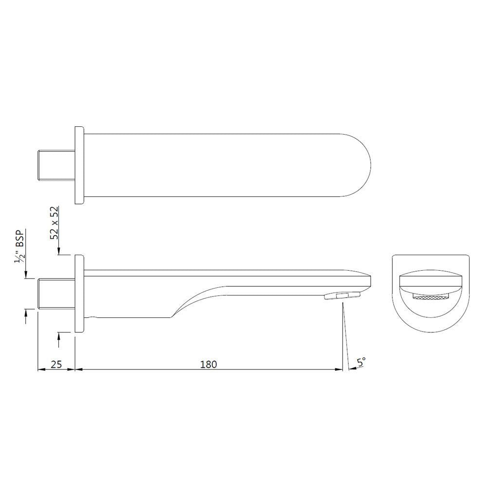 BATH TUB SPOUT WITH WALL FLAN - JAQUAR FAUCETS -  ( BCH - SPOUT - 0x15 mm - 0inchX0.5inch )