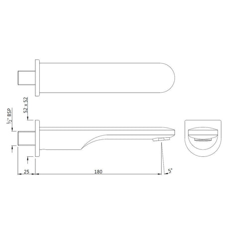 PLAIN SPOUT - JAQUAR FAUCETS -  ( ANTIQUE BRONZE - SPOUT - 0x15 mm - 0inchX0.5inch )