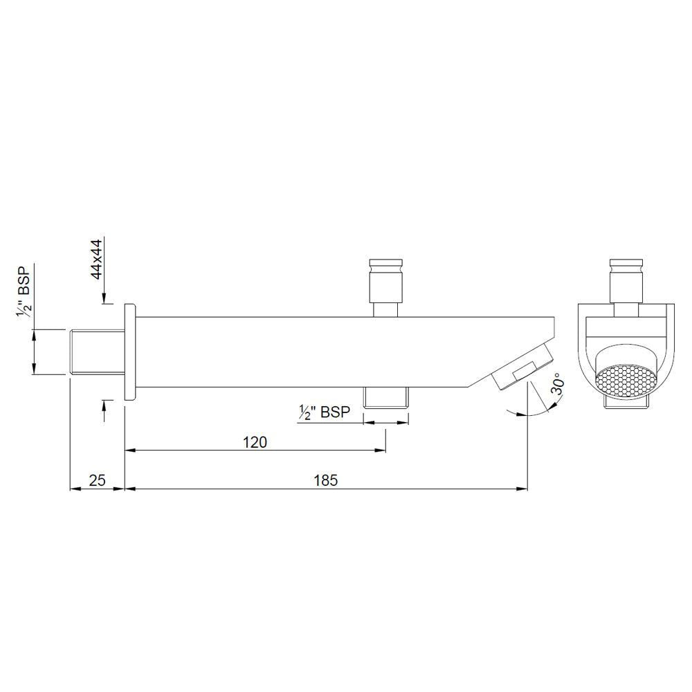 BUTTON SPOUT WITH FLANGE - JAQUAR FAUCETS -  ( CHROME - SPOUT - 0x15 mm - 0inchX0.5inch )