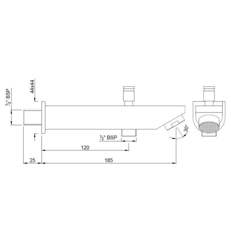 BUTTON SPOUT WITH FLANGE - JAQUAR FAUCETS -  ( CHROME - SPOUT - 0x15 mm - 0inchX0.5inch )