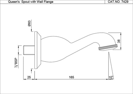 BATH TUB SPOUT - JAQUAR FAUCETS -  ( CHR - SPOUT - 0x15 mm - 0inchX0.5inch )