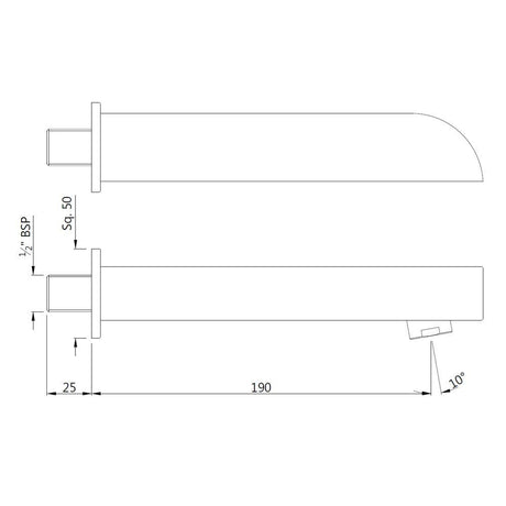 ALIVE RANGE BATH TUB SPOUT WITH WALL FLANGE - JAQUAR FAUCETS -  ( BLACK CHROME - BATH TUB-SPOUT - 0x15 mm - 0inchX0.5inch )