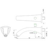 BATH TUB SPOUT W/ BUTTON & FLANGE - JAQUAR FAUCETS -  ( STAINLESS STEEL - SPOUT - 0x15 mm - 0inchX0.5inch )