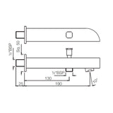 ALIVE RANGE BATH TUB SPOUT WITH BUTTON - JAQUAR FAUCETS -  ( STAINLESS STEEL - BATH TUB-SPOUT - 0x15 mm - 0inchX0.5inch )