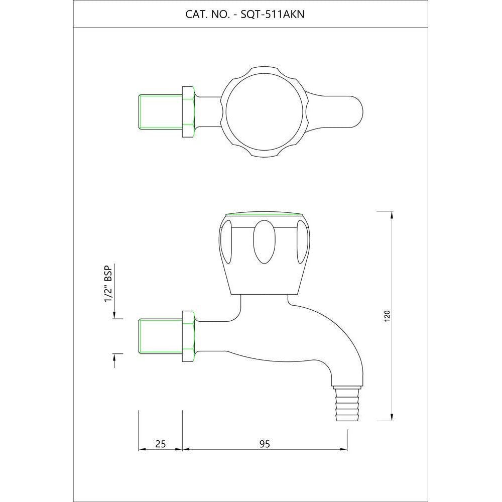 BIB COCK WITH NOZZLE - ESSCO FAUCET -  ( CHROME - SUMTHING SPECIAL - 0x15 mm - 0inchX0.5inch )