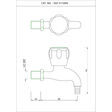 BIB COCK WITH NOZZLE - ESSCO FAUCET -  ( CHROME - SUMTHING SPECIAL - 0x15 mm - 0inchX0.5inch )