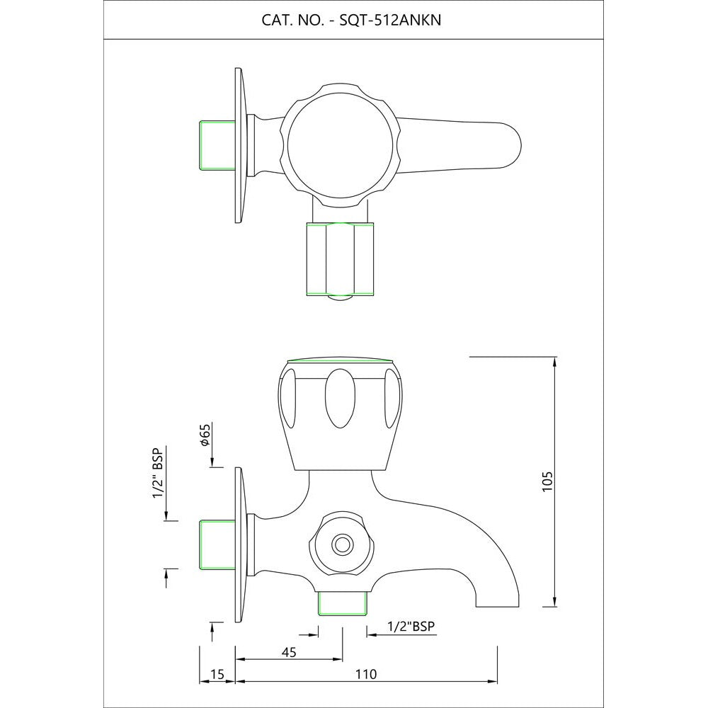2-WAY BIB COCK W/FLANGE - ESSCO FAUCET -  ( CHROME - SOMETHING SPL - 0x15 mm - 0inchX0.6inch )