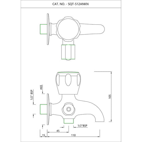 2-WAY BIB COCK W/FLANGE - ESSCO FAUCET -  ( CHROME - SOMETHING SPL - 0x15 mm - 0inchX0.6inch )