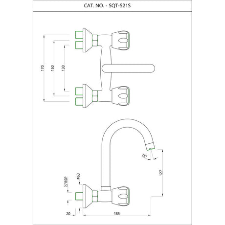 SINK MIXER WITH W/M SWINGING PIPE SPOUT - ESSCO FAUCET -  ( CHROME - SUMTHING SPECIAL - 0x15 mm - 0inchX0.5inch )