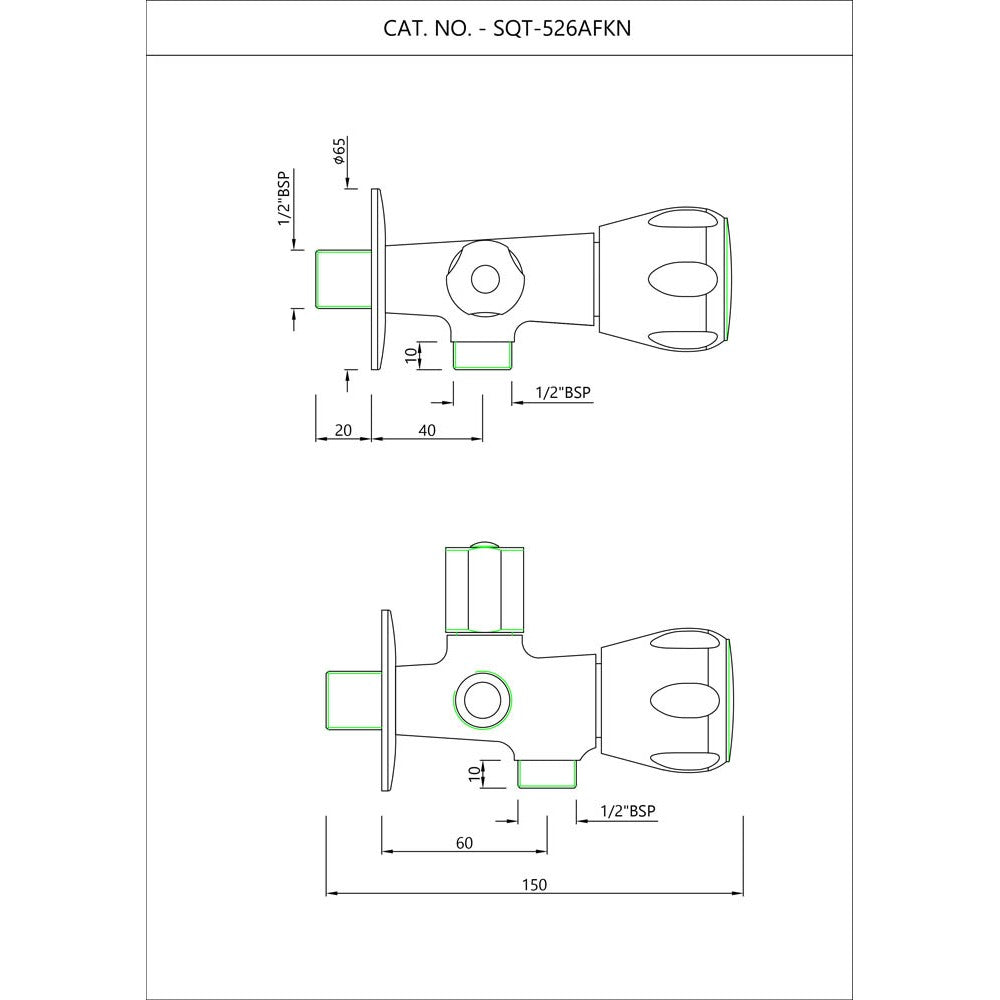 2 WAY ANGLE VALVE WITH WALL FLANGE - ESSCO FAUCET -  ( CHROME - SUMTHING SPL - 0x15 mm - 21.4inchX0.6inch )