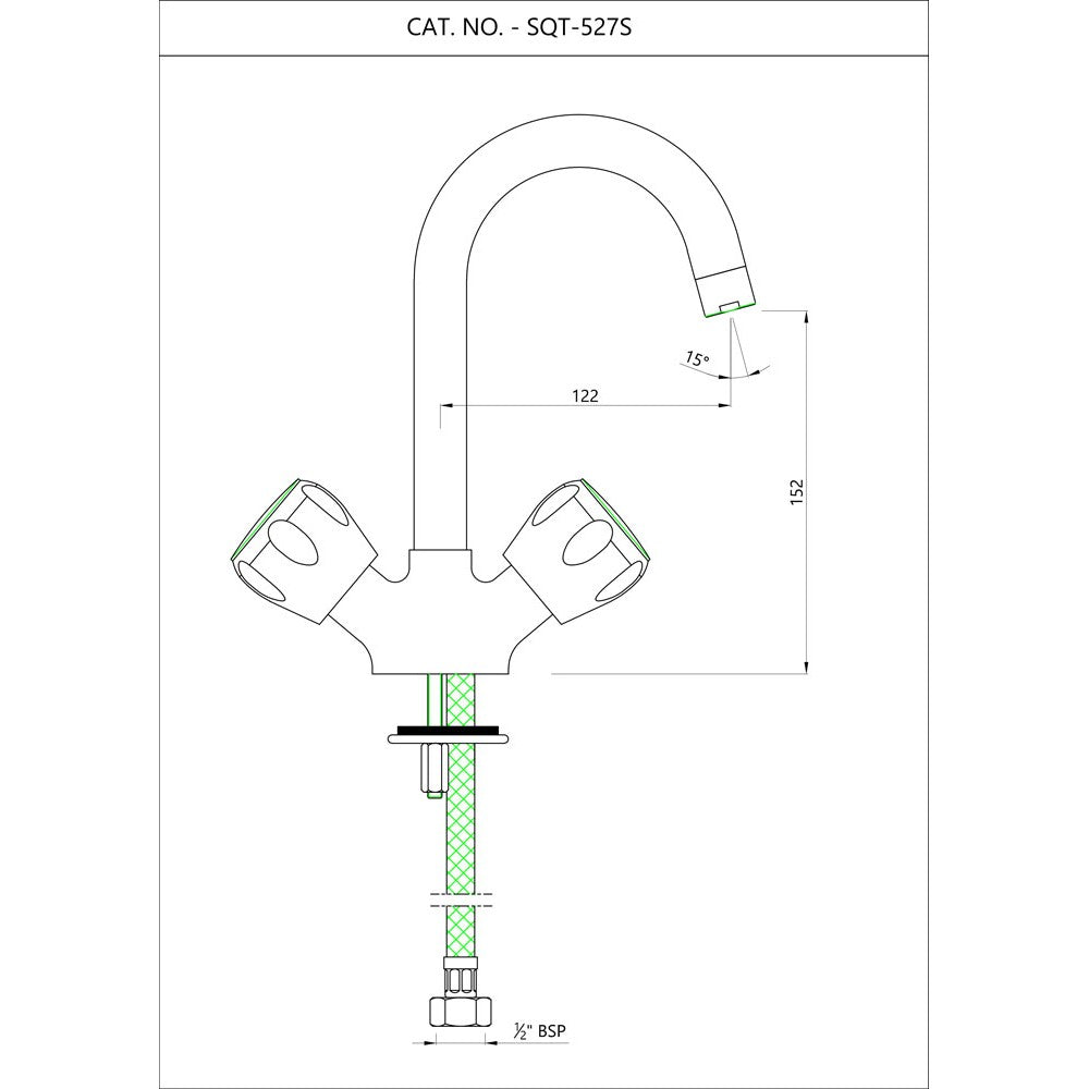 SINK MIXER WITH T/M SWINGING PIPE SPOUT - ESSCO FAUCET -  ( CHROME - SUMTHING SPECIAL - 0x15 mm - 0inchX0.5inch )