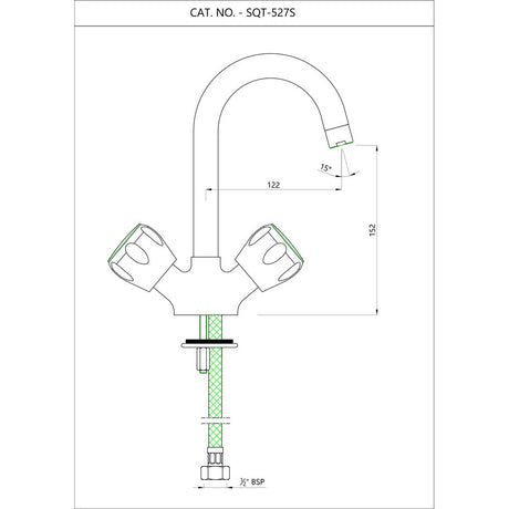 SINK MIXER WITH T/M SWINGING PIPE SPOUT - ESSCO FAUCET -  ( CHROME - SUMTHING SPECIAL - 0x15 mm - 0inchX0.5inch )