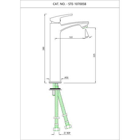 SINGLE LEVER TALL BOY W/POPUP   - ESSCO FAUCET -  ( CHROME - STELLA - 0x15 mm - 0inchX0.5inch )