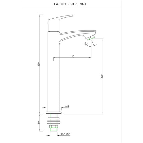 PILLAR COCK WITH EXT BODY - ESSCO FAUCET -  ( CHROME - STELLA - 0x15 mm - 0inchX0.5inch )