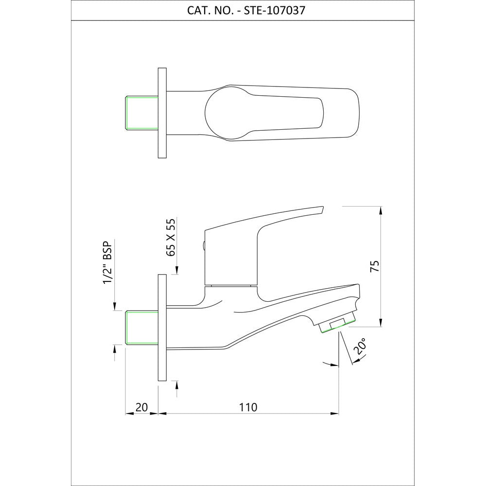 BIB COCK WITH WALL FLANGE - ESSCO FAUCET -  ( CHROME - STELLA - 0x15 mm - 0inchX0.5inch )