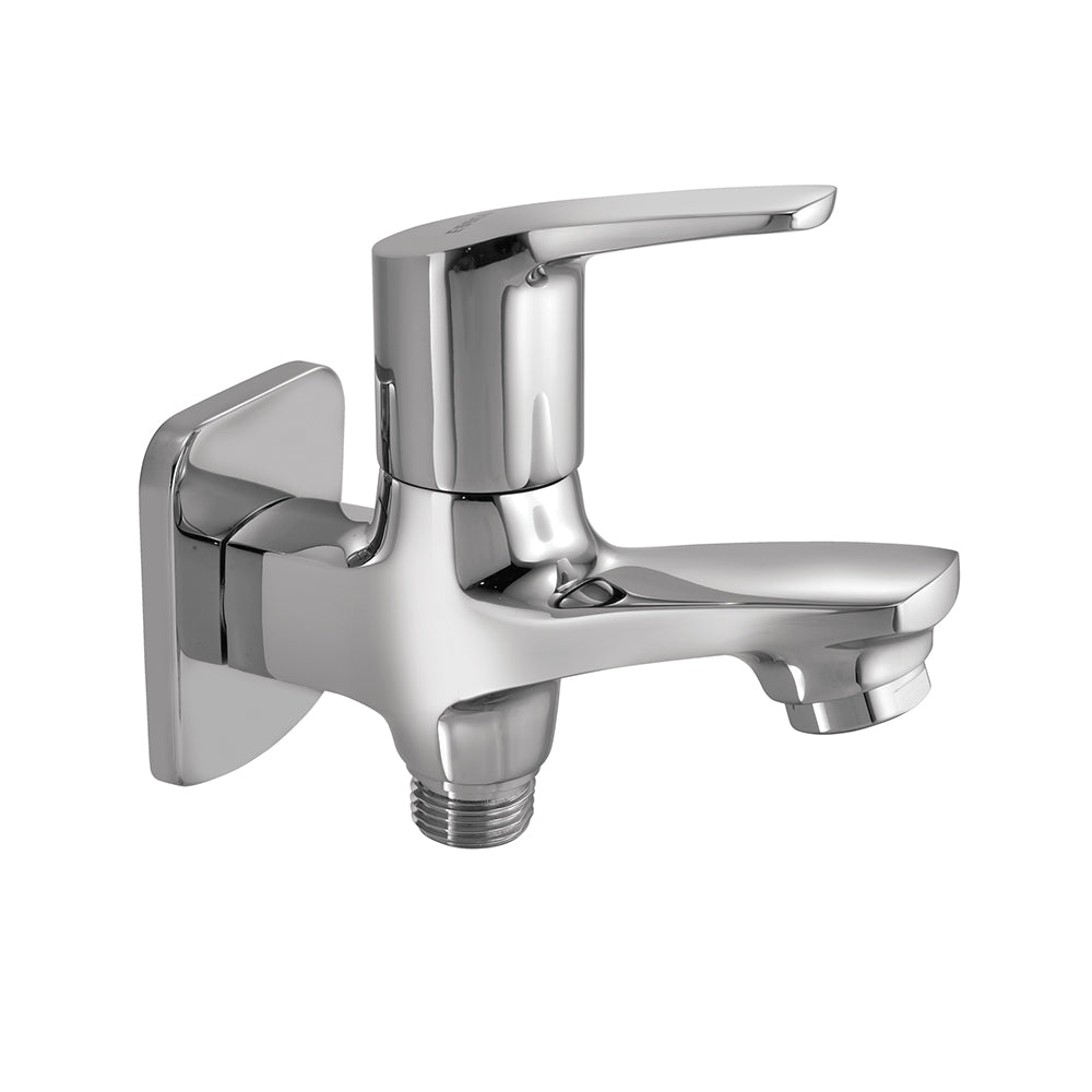 2-WAY BIB COCK WITH WALL FLANGE - ESSCO FAUCET -  ( CHROME - STELLA - 0x15 mm - 0inchX0.6inch )