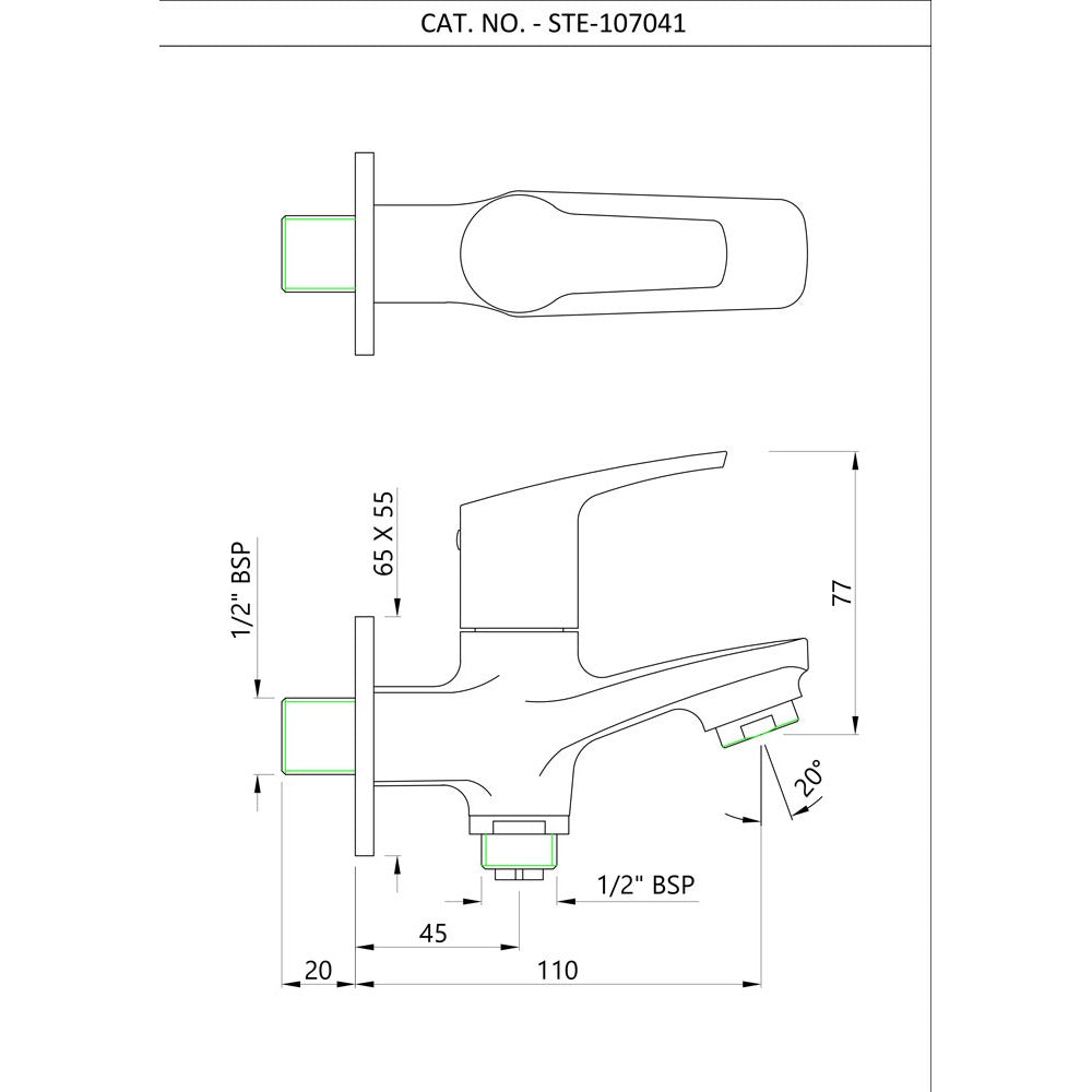 2-WAY BIB COCK WITH WALL FLANGE - ESSCO FAUCET -  ( CHROME - STELLA - 0x15 mm - 0inchX0.6inch )