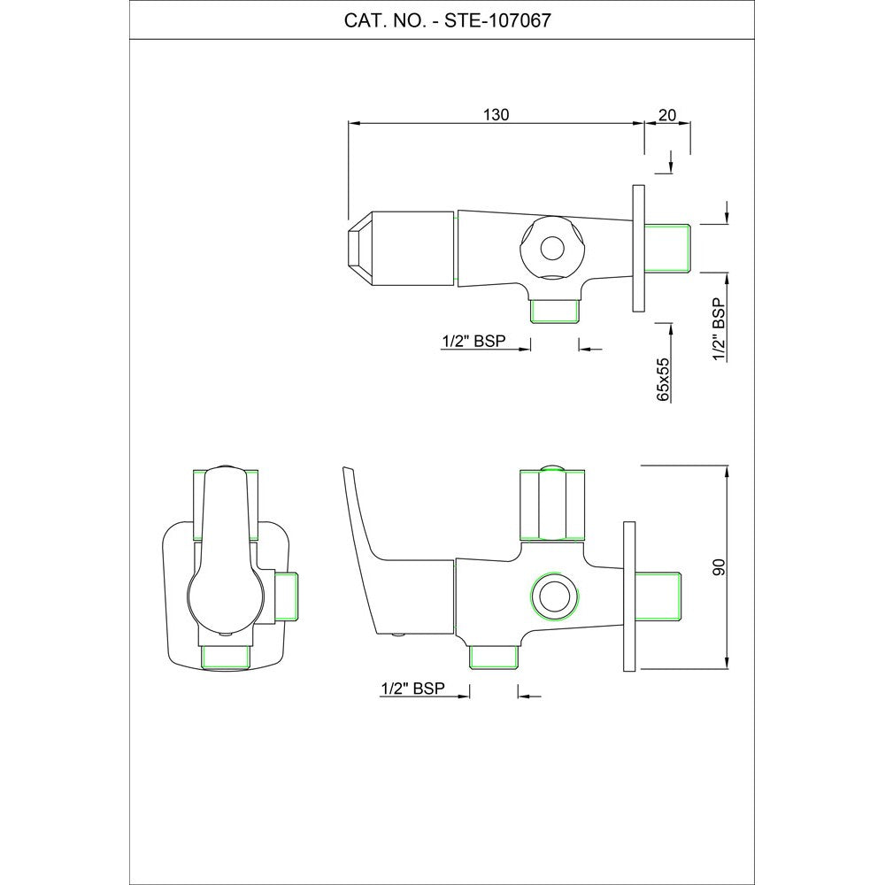 2-WAY ANGULAR STOP COCK W/FLANGE - ESSCO FAUCET -  ( CHROME - STELLA - 0x15 mm - 0inchX0.6inch )