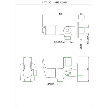 2-WAY ANGULAR STOP COCK W/FLANGE - ESSCO FAUCET -  ( CHROME - STELLA - 0x15 mm - 0inchX0.6inch )