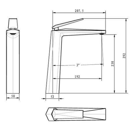 TALL BRASS BASIN MIXER - AQUANT -  ( CHROME -  - 0x0 mm - 0inchx0inch )