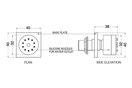 SINGLE FUNCTION BRASS BODY JET - AQUANT -  ( MATT BLACK -50x50mm -2inchx2inch )